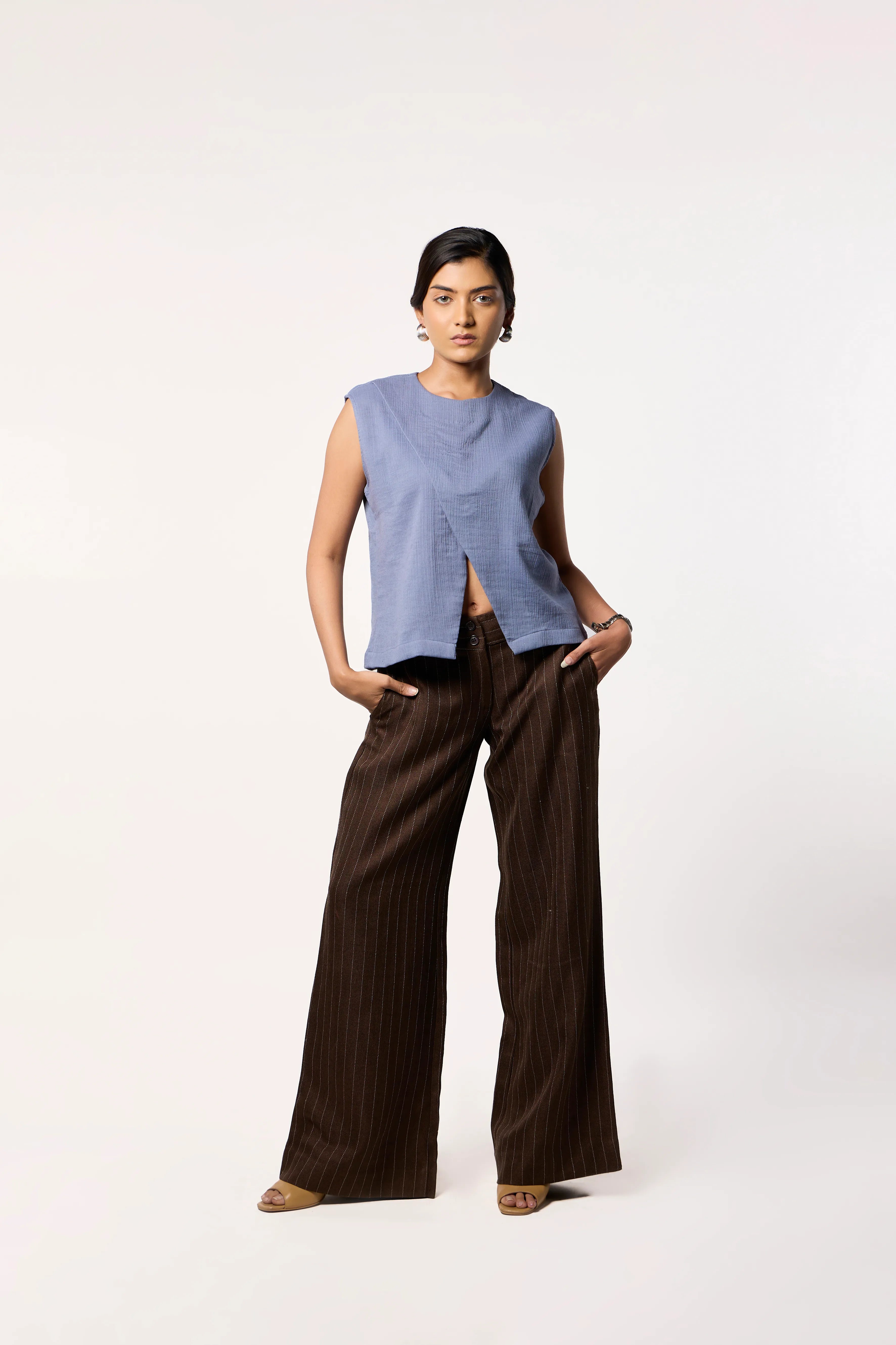Breezy Wrinkle Top- Grey