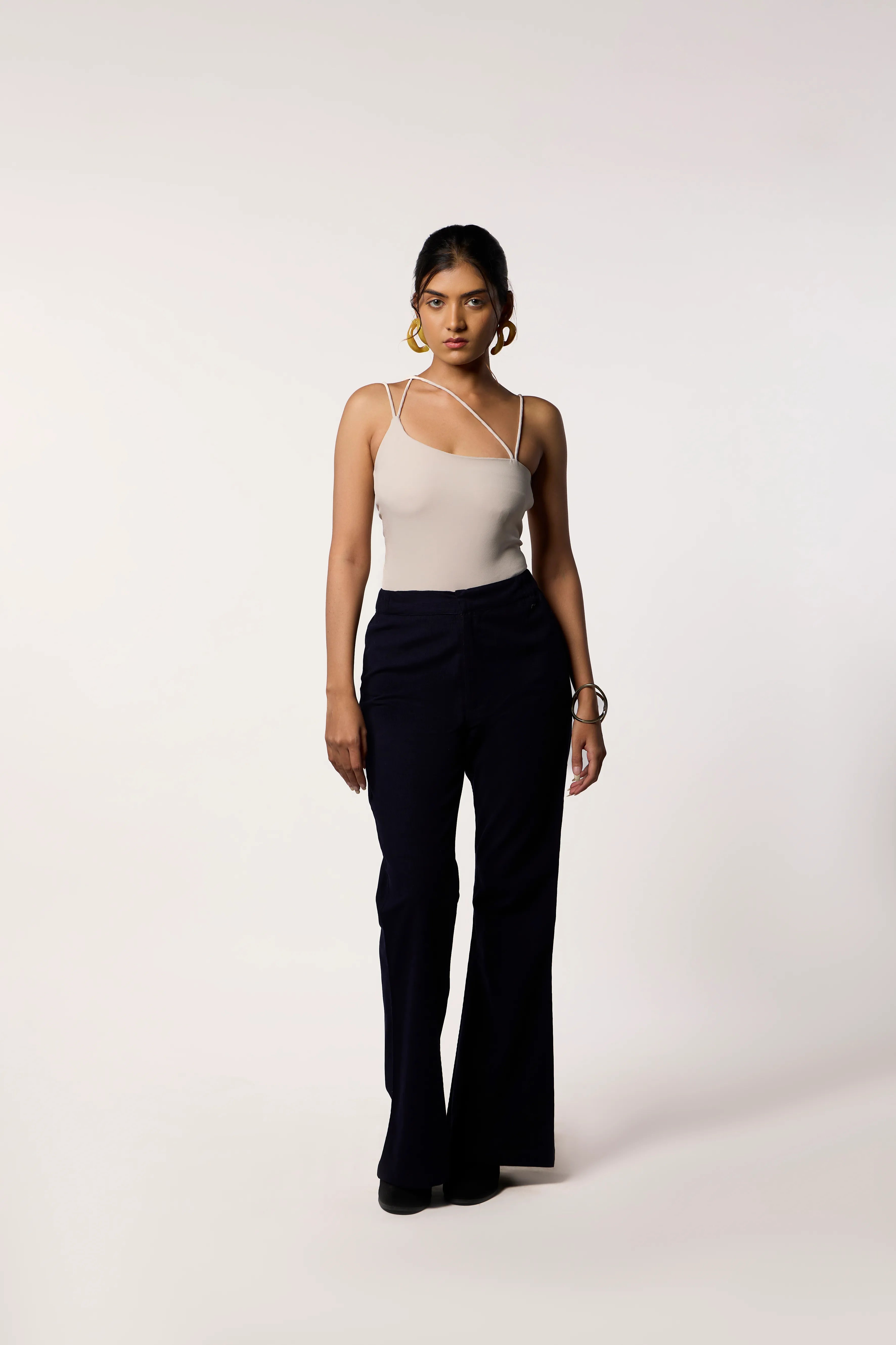Criss The Cross Bodysuit- Beige