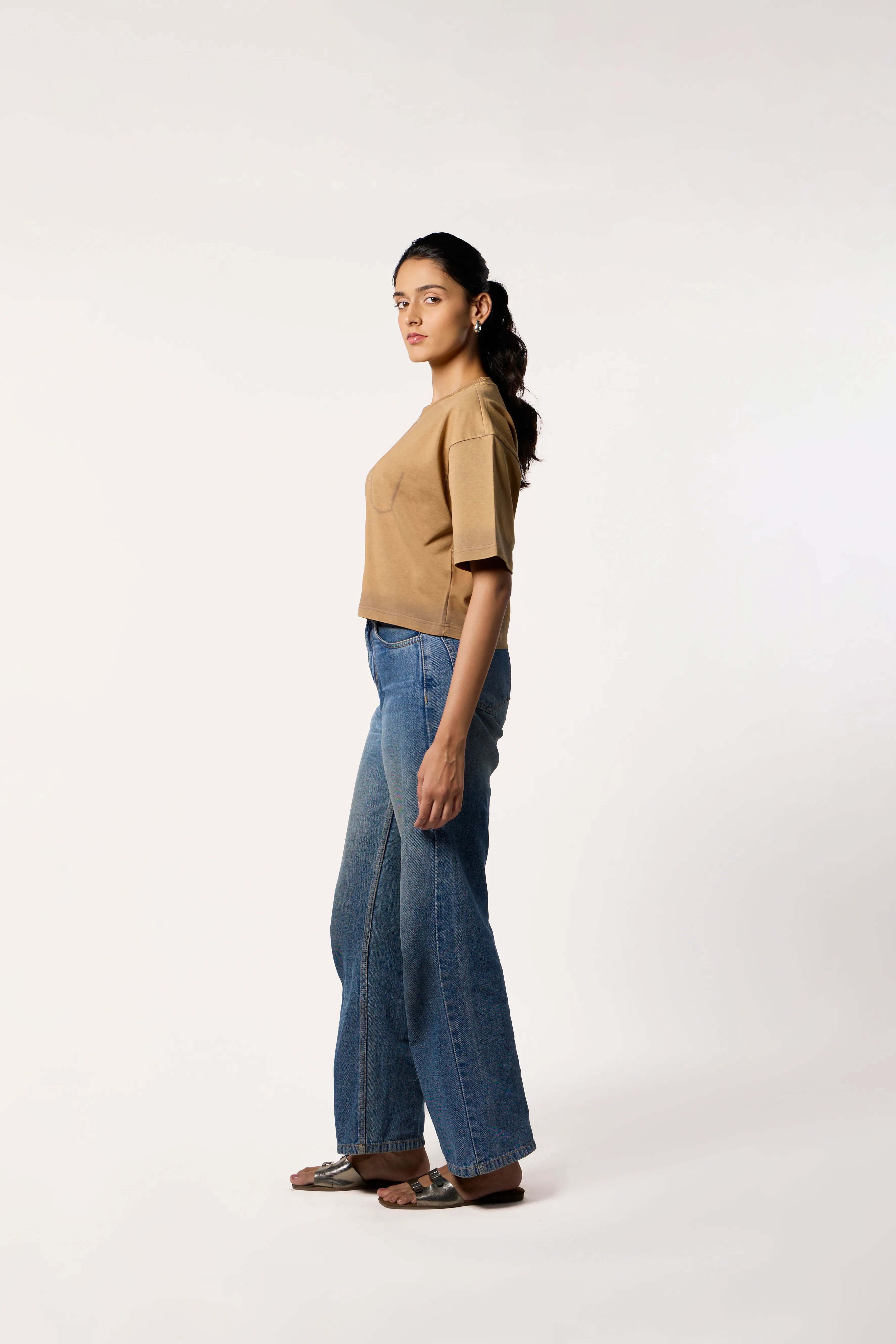 Washed Crop Tee- Khaki