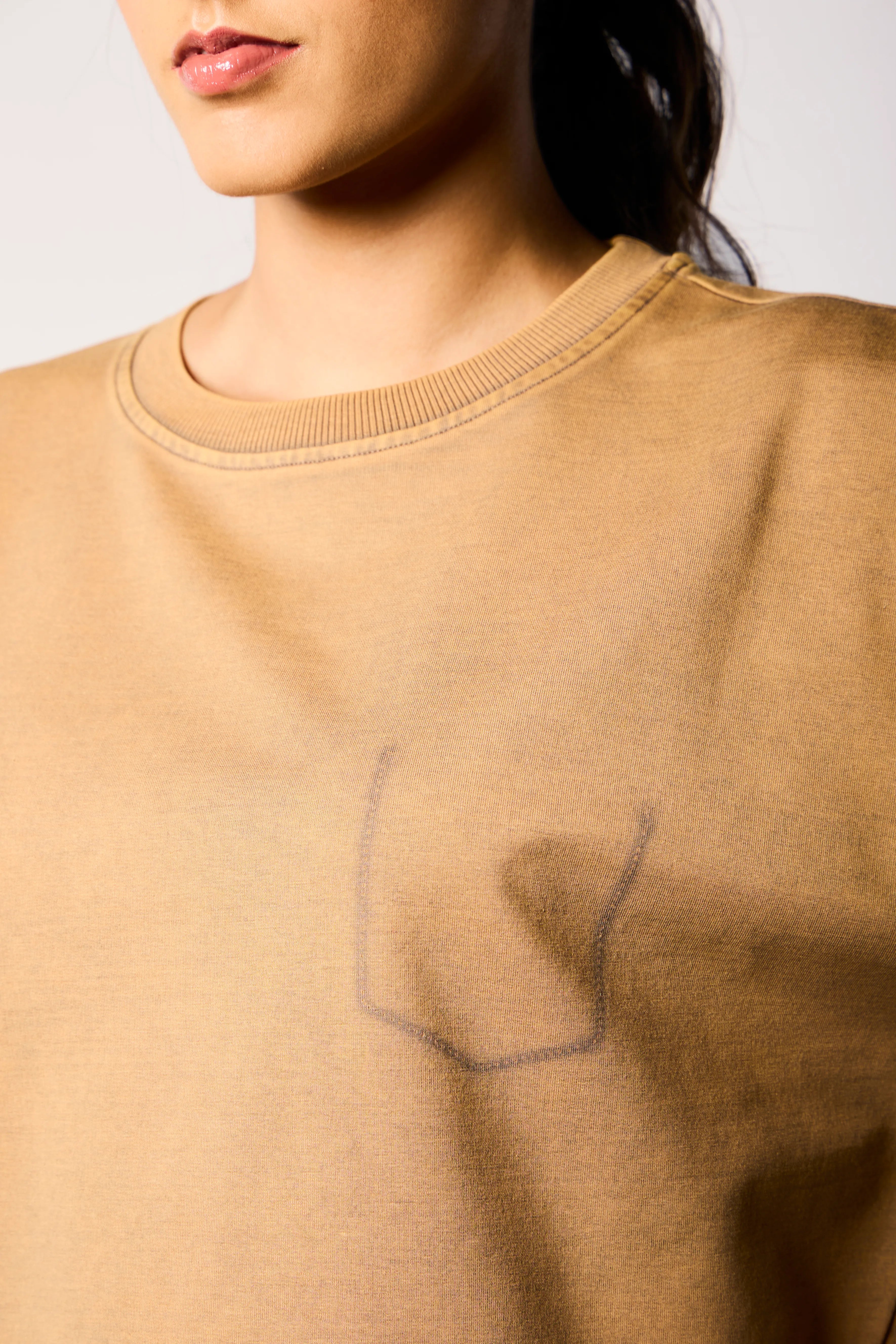 Washed Crop Tee- Khaki