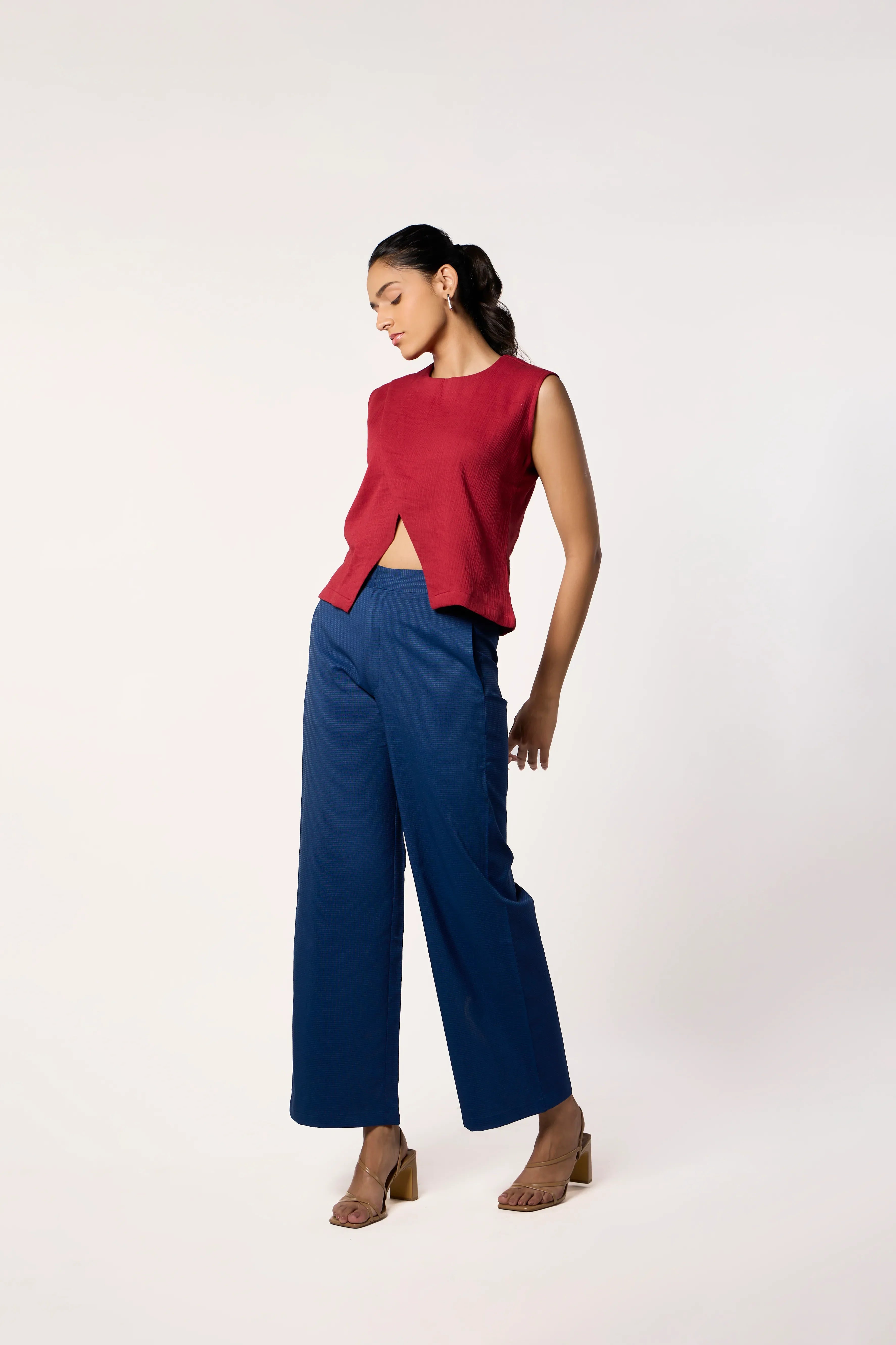 Breezy Wrinkle Top- Red