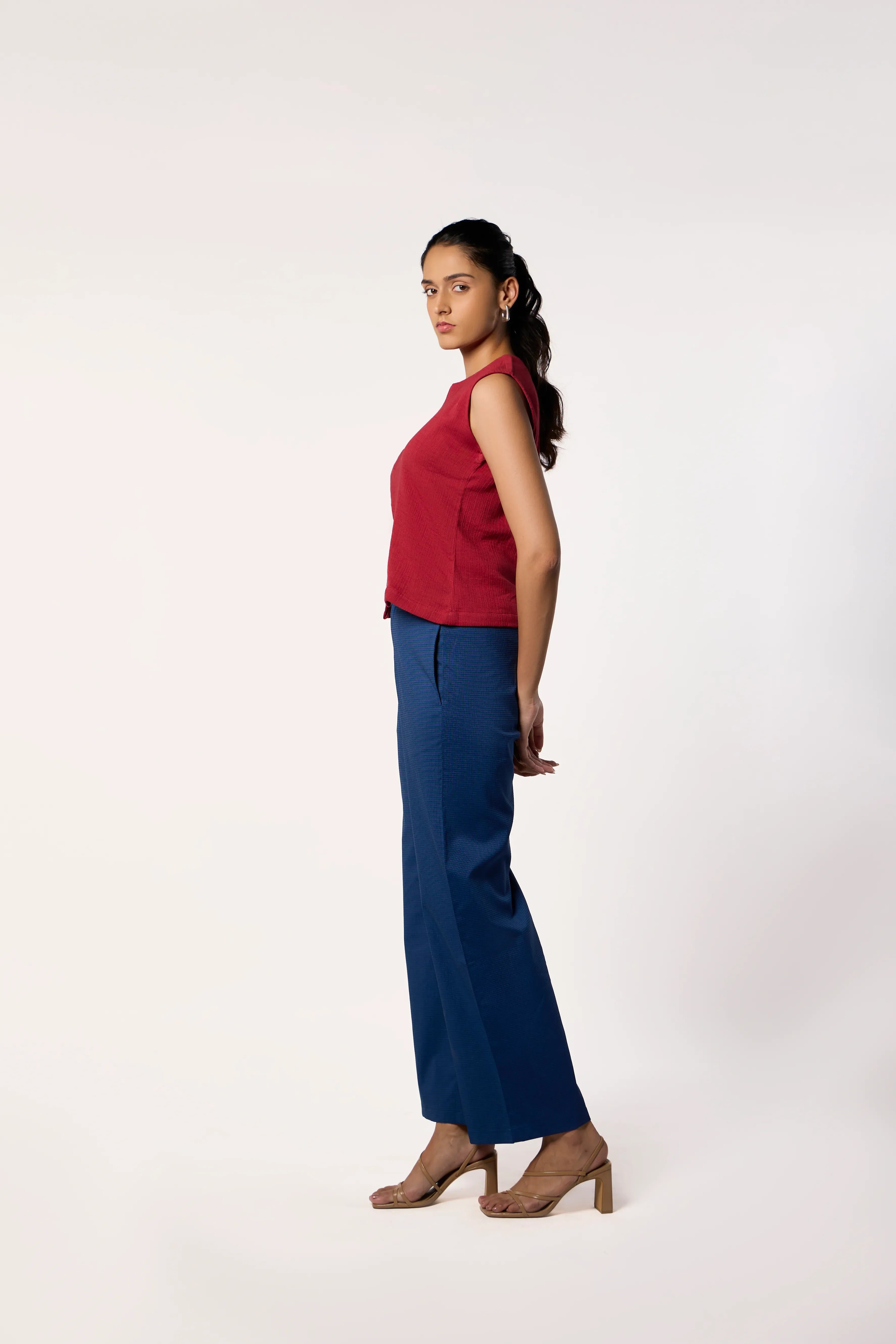 Breezy Wrinkle Top- Red