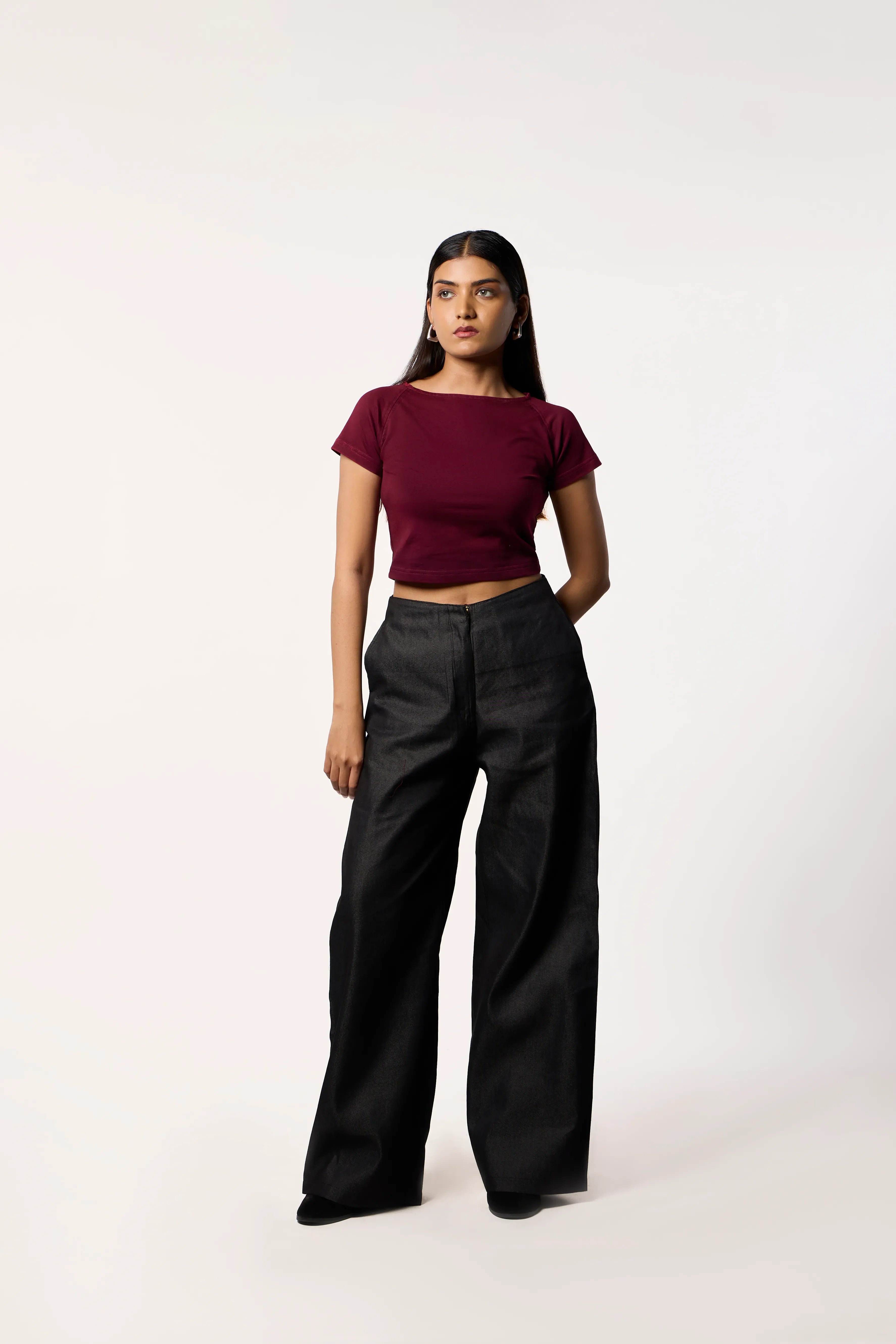 Washed Baby Tee- wine