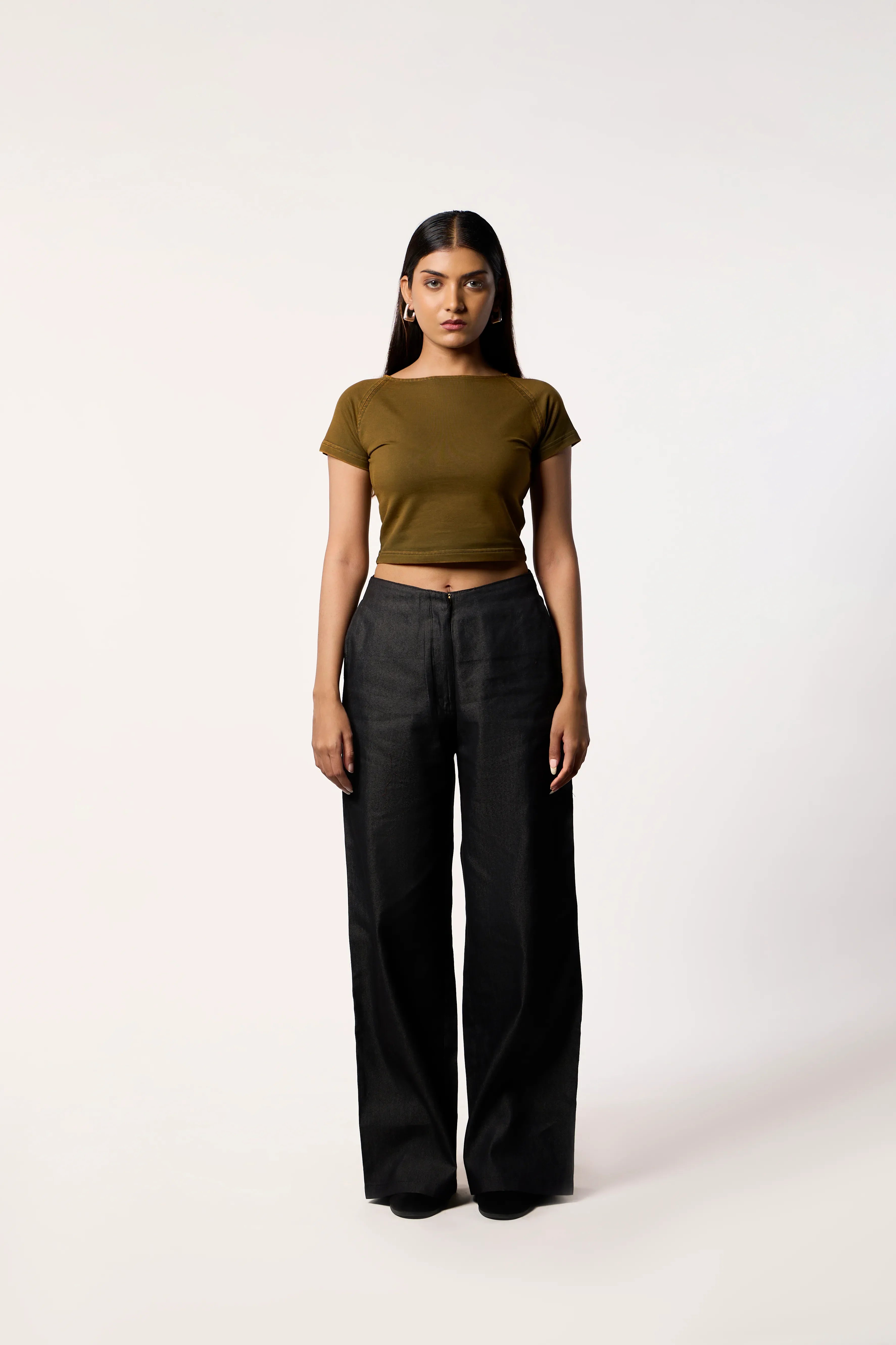Washed Baby Tee- Mustard brown