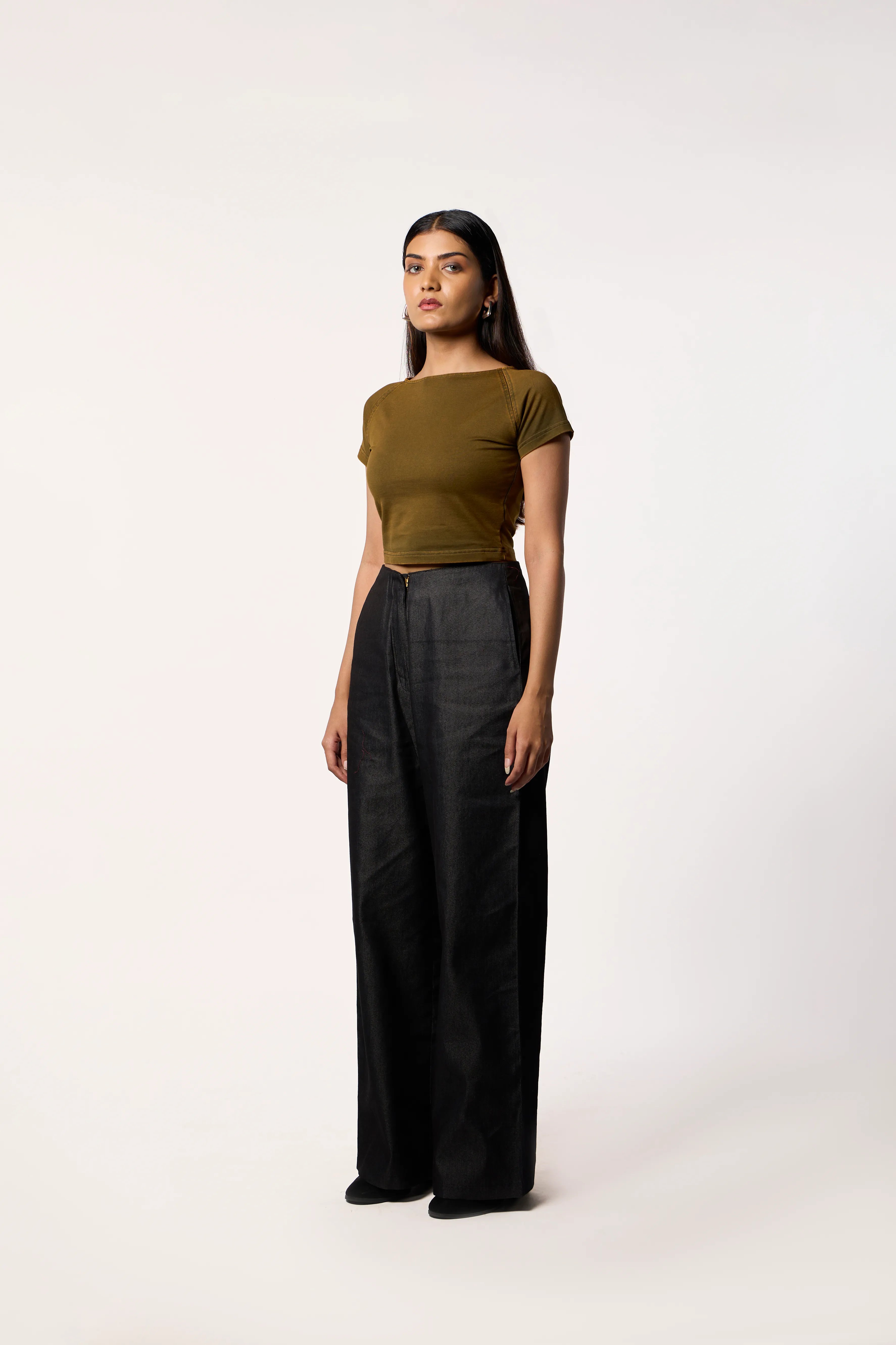 Washed Baby Tee- Mustard brown