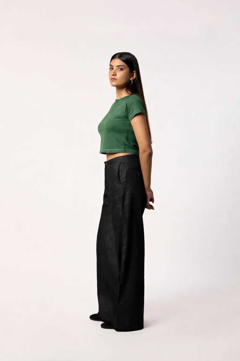 Washed Baby Tee- Dark Green
