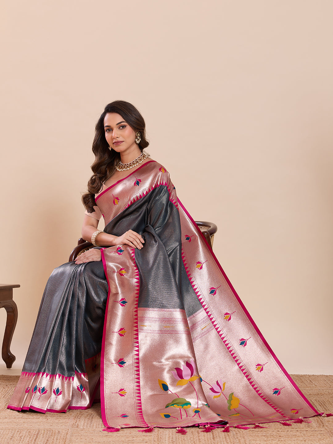 LOTUS PAITHANI ST-GREY