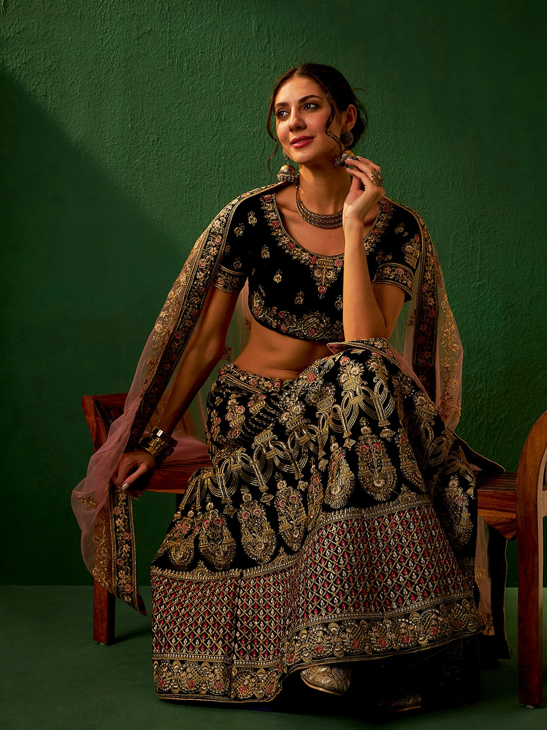 Fancy Heavy Zari Multi Embrodiery Lehenga