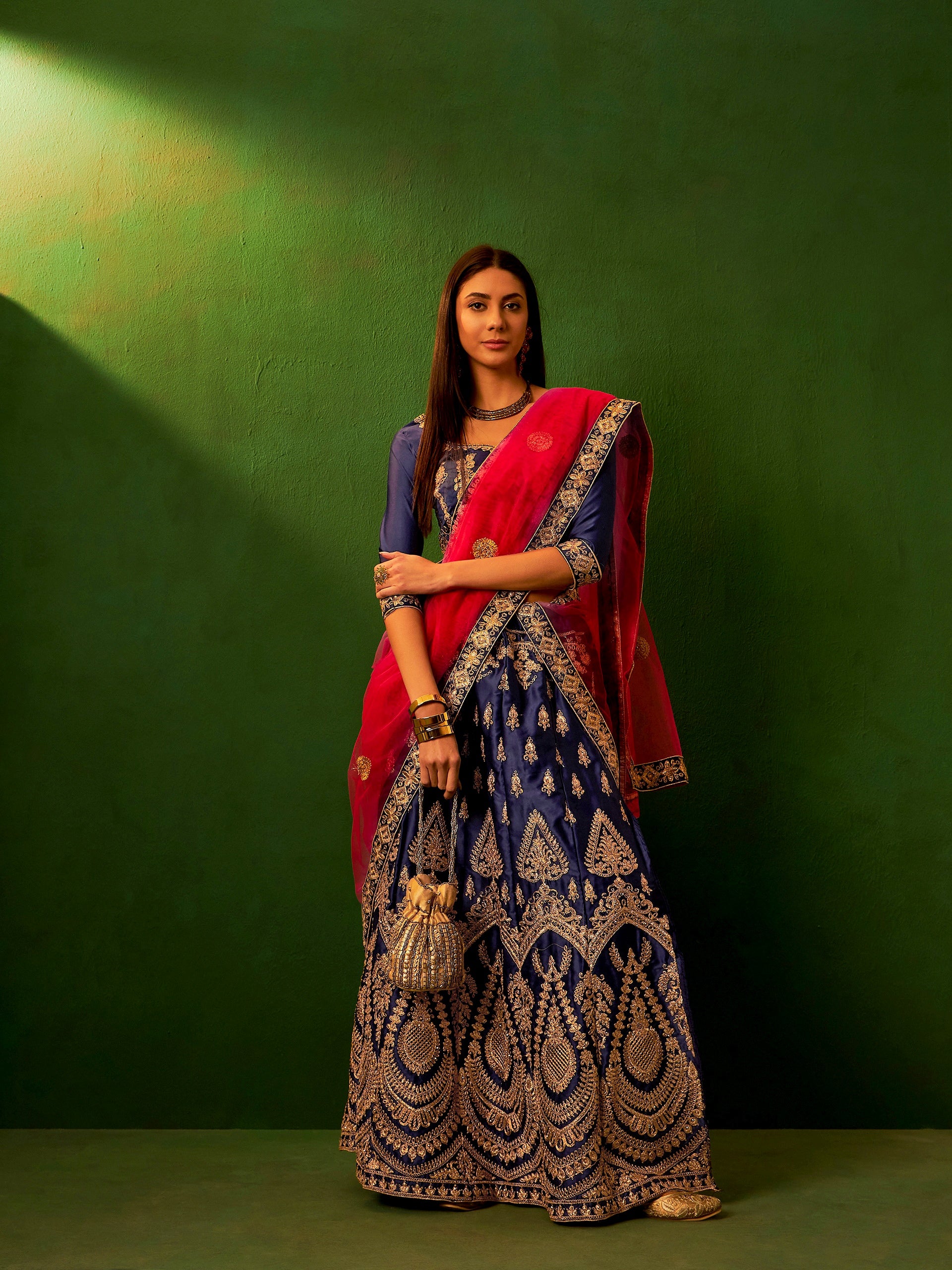 Neel Surkh Royal Lehenga