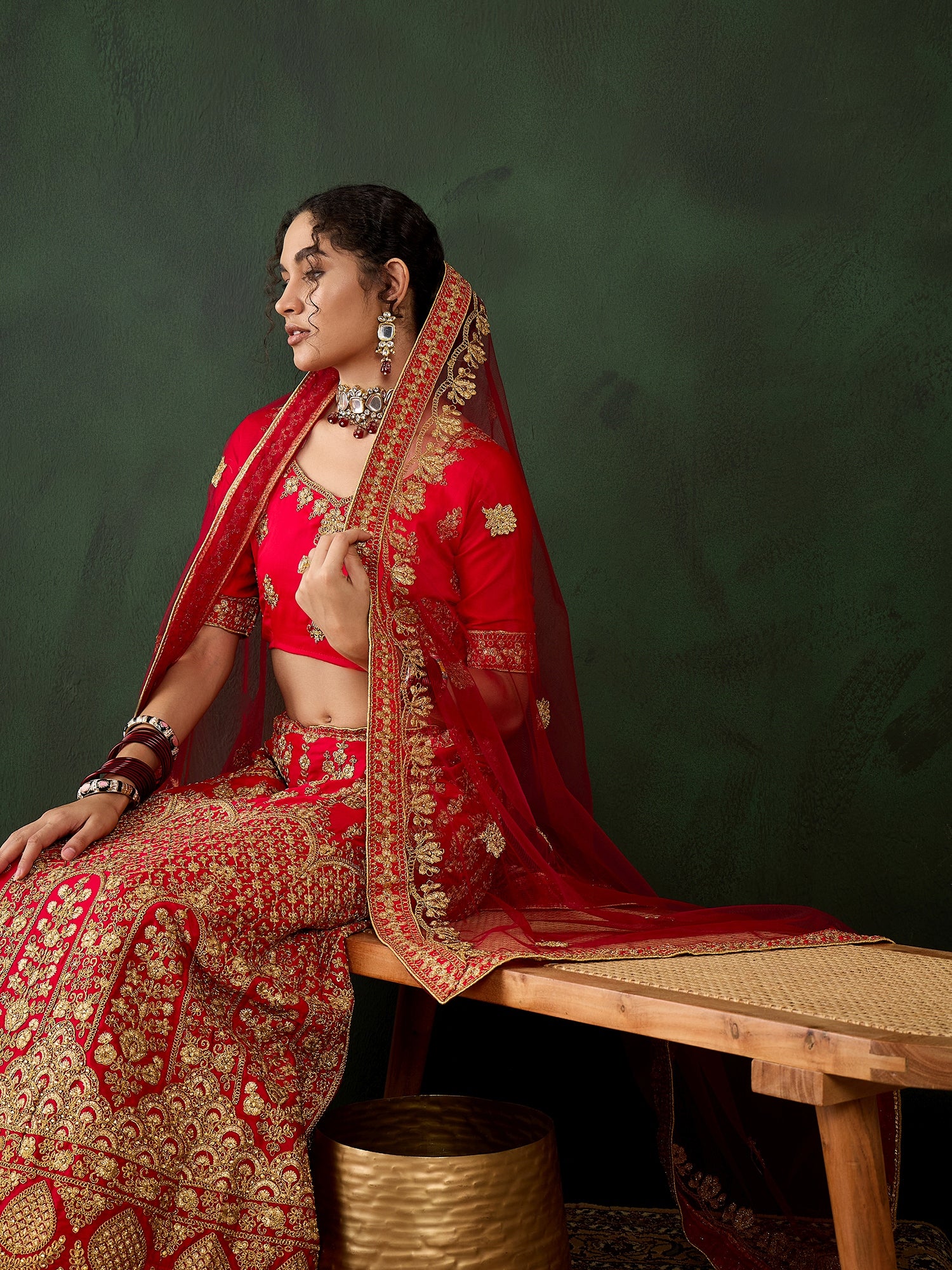 Sparkling Diamond Work Silk Lehenga