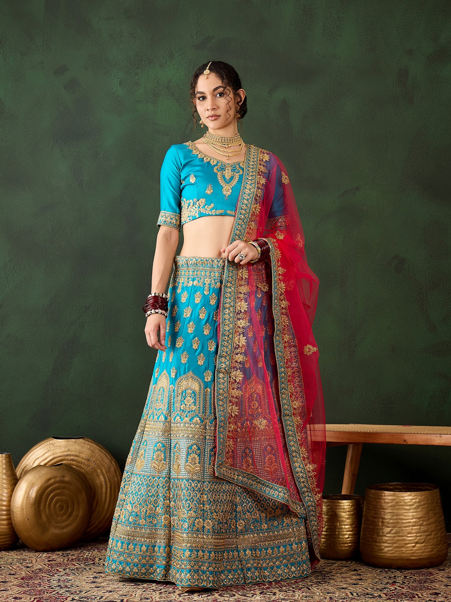 Exquisitely Crafted Heavy Zari Embroidery Lehenga