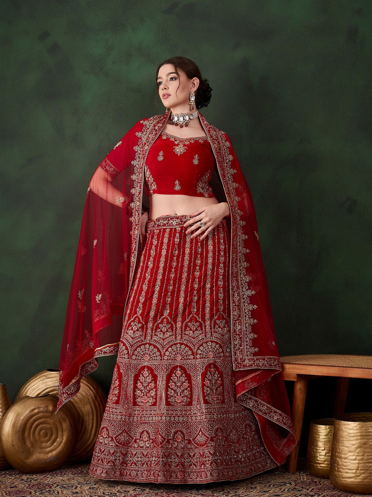 Surkh Meher Lehenga
