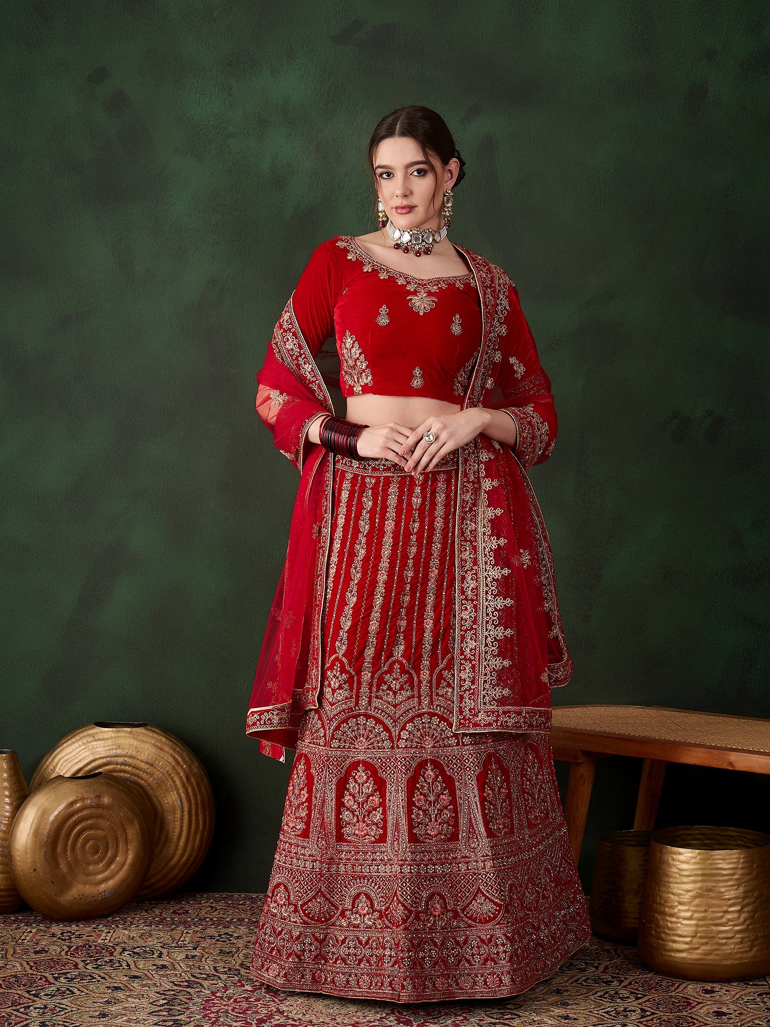 Surkh Meher Lehenga