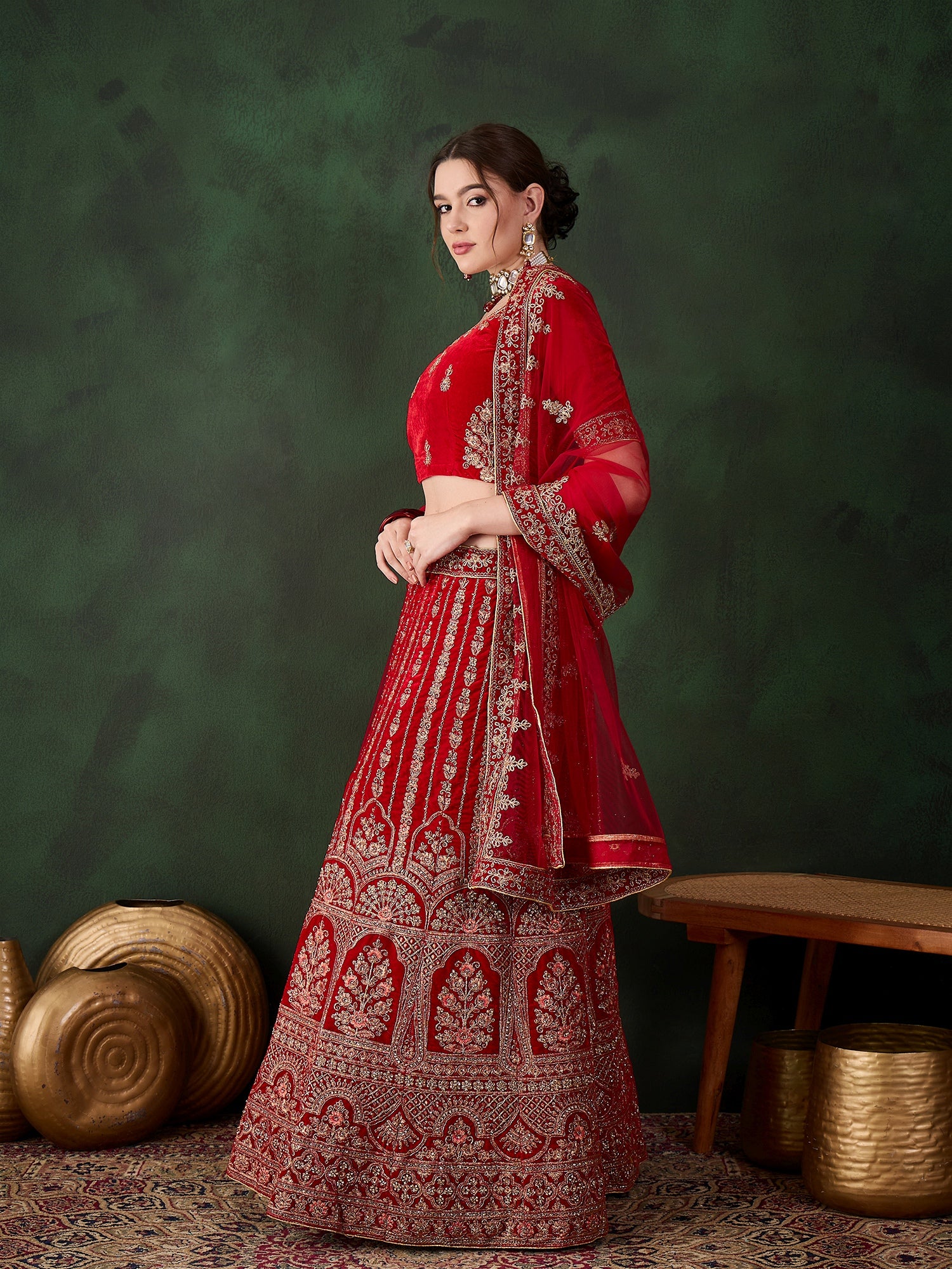 Surkh Meher Lehenga