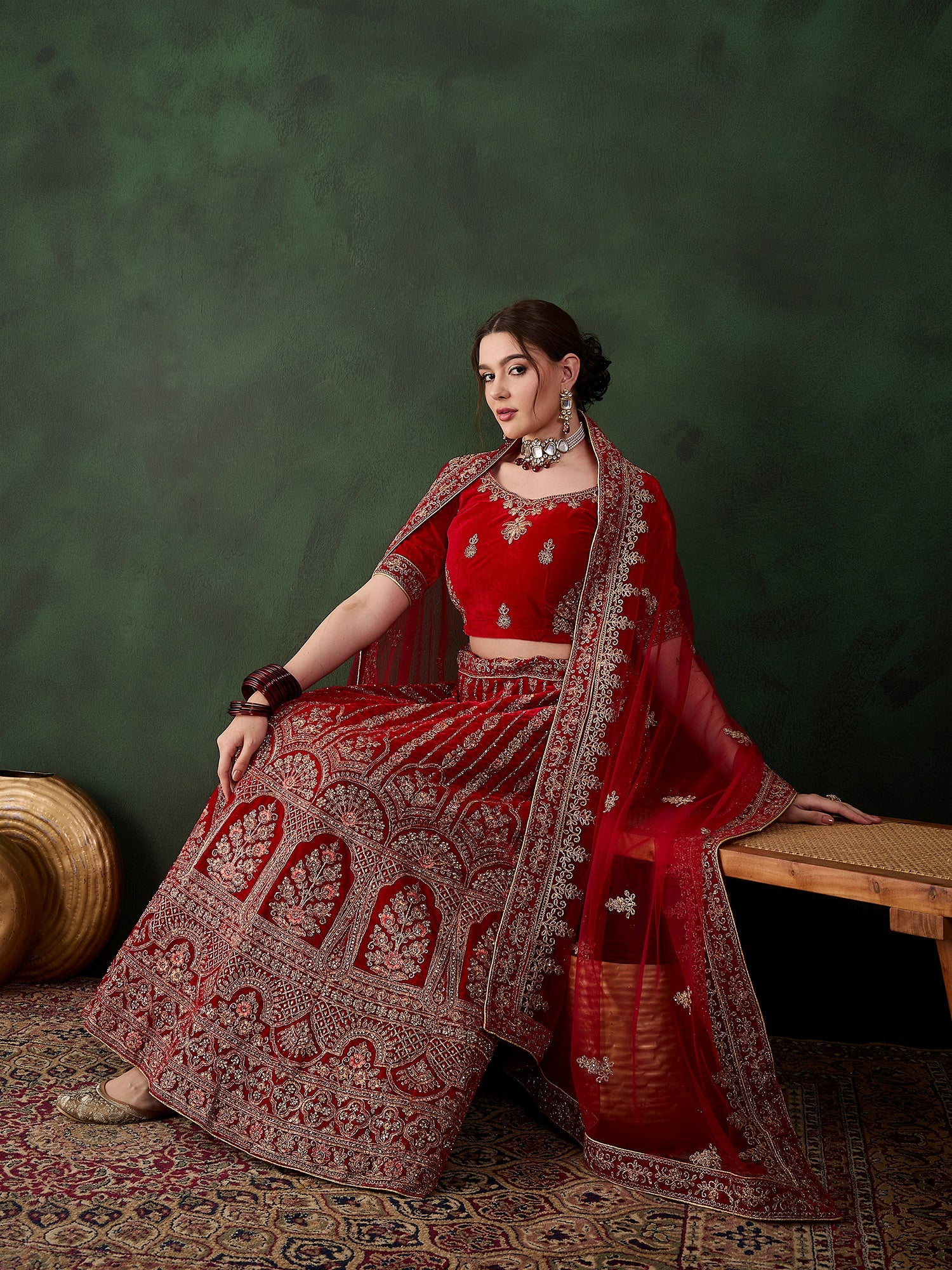 Surkh Meher Lehenga