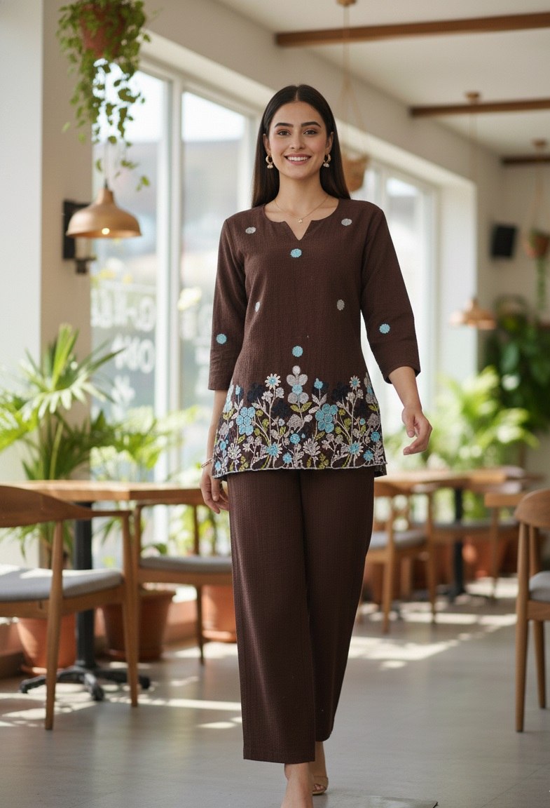 Bindu Bubbal Fusion Co-Ord Set - Brown