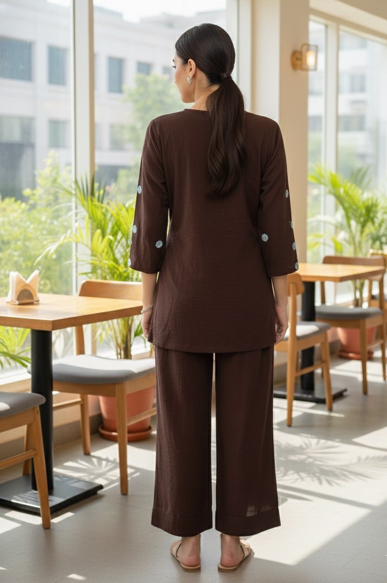 Bindu Bubbal Fusion Co-Ord Set - Brown