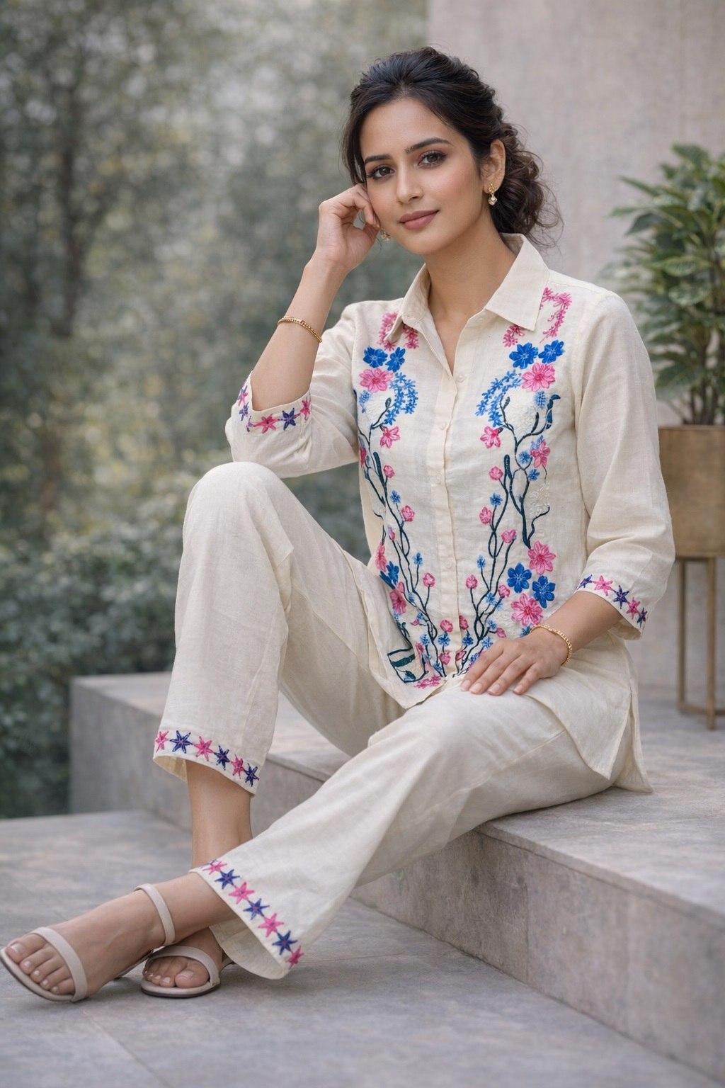 Ivory Bloom Cotton Co-Ord Set