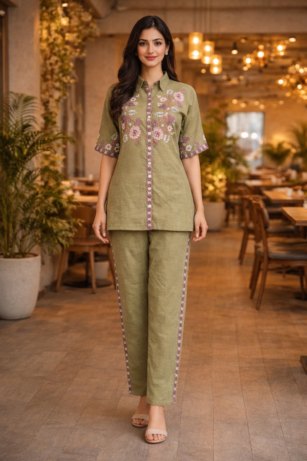 Cotton Embroidery Co-Ord Set