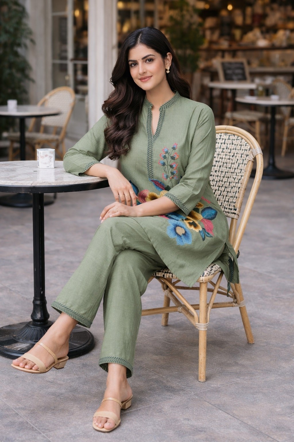 Floral Printed Poly Linen Cotton Co-Ord Set