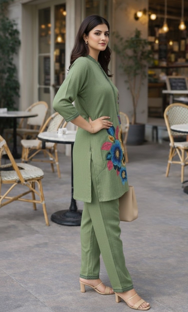 Floral Printed Poly Linen Cotton Co-Ord Set