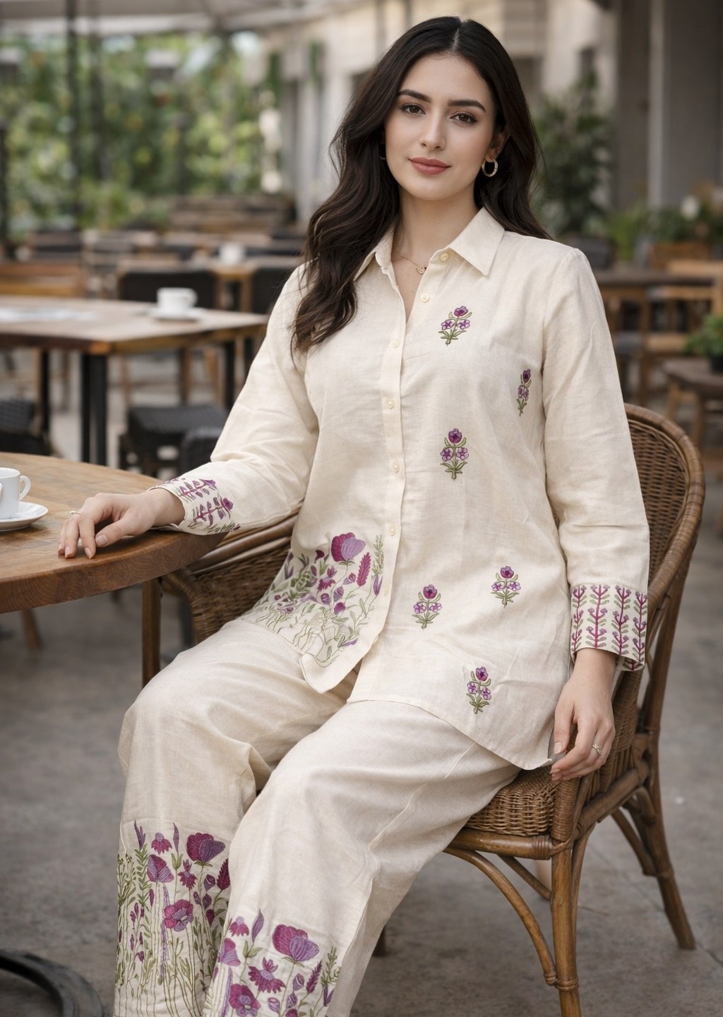 Ivory Floral Linan Co-Ord set