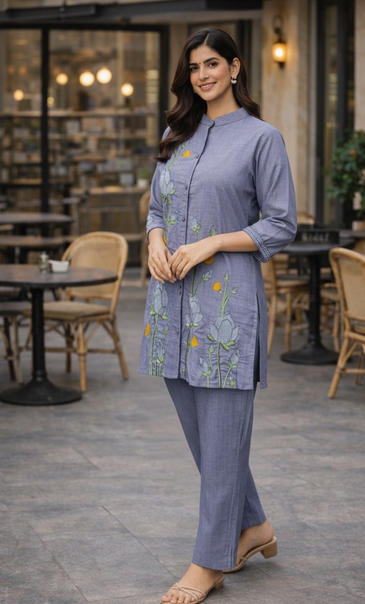 Light Blue Cotton Co-Ord Set