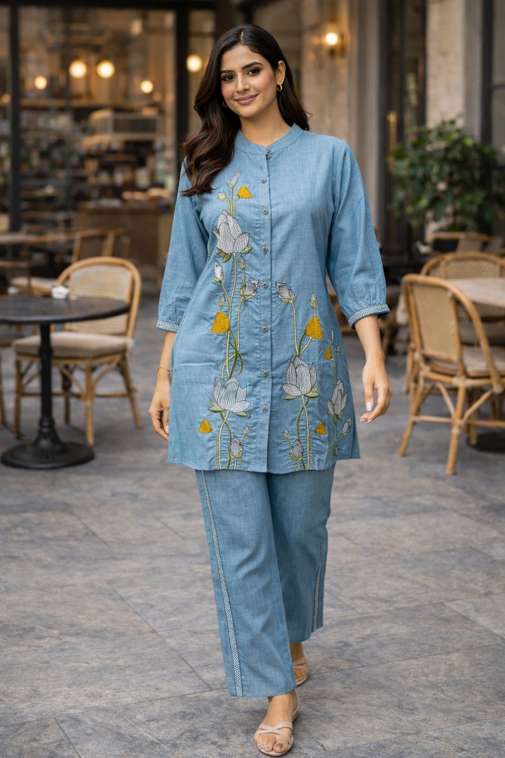 Light Blue Cotton Co-Ord Set