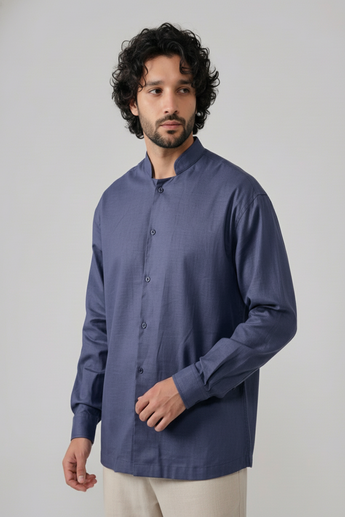 Grey Mandarin Shirt